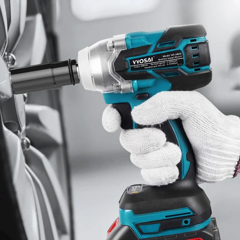 VVOSAI 20V Cordless Electric Impact Wrench Brushless Wrench Socket Li-ion Battery Hand Drill Installation Power Tools