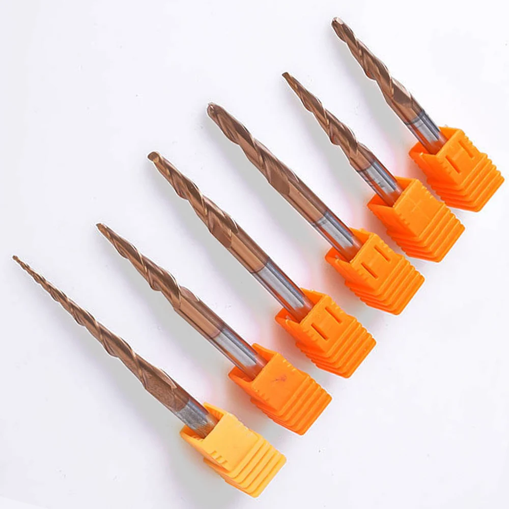 Carbide Spiral Tapered Ball Nose End Mill 6mm Shank 2 Flutes Router Bit Woodworking CNC 2D 3D Carving Bits Wood Milling Cutter