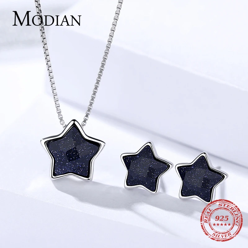 MODIAN New Design 100% 925 Sterling Silver Sparkling Star Galaxy Luminous Stud Earrings For Women Fashion Silver Jewelry