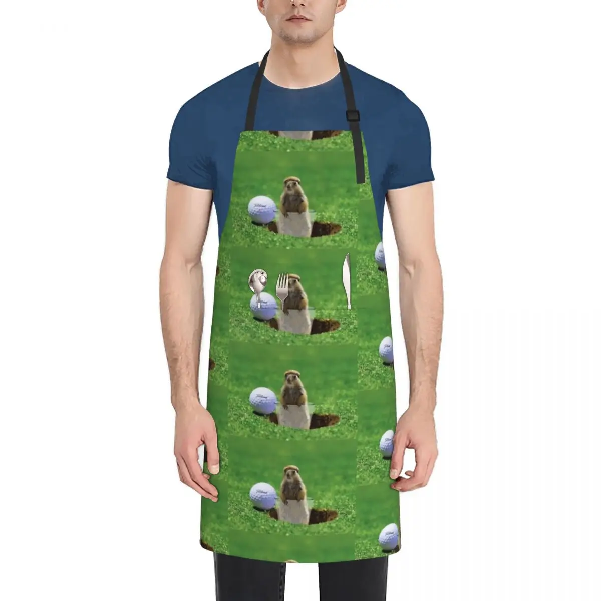 

Gopher Golf Fashion Dacron Kitchen Aprons For Woman Men Chef Work