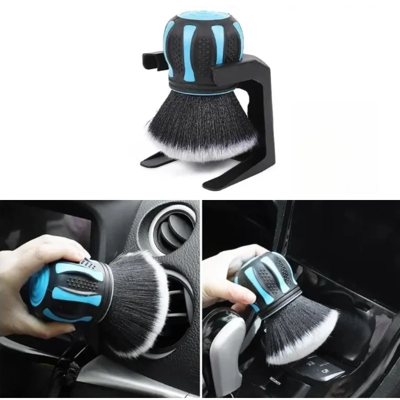1pcs With Storage Rack Covers Car Detailing soft hair Brushes Auto Interior Dust Cleaner Car Detail Brush Cleaning Detail Tool