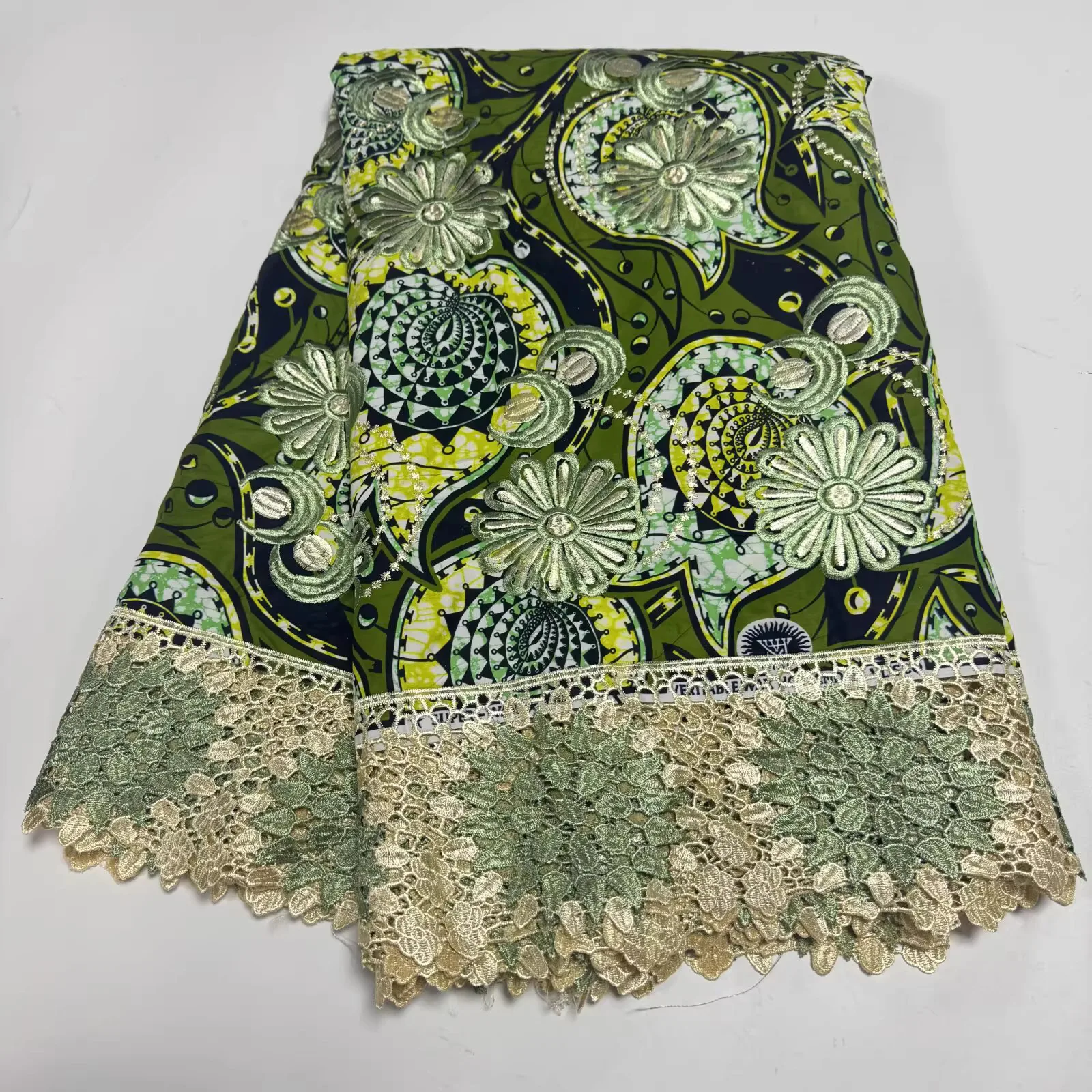 

6yard Exquisite flower embroidery sewing New African Wax Printing fabrics cheongsam skirt dress accessories fabric for clothing