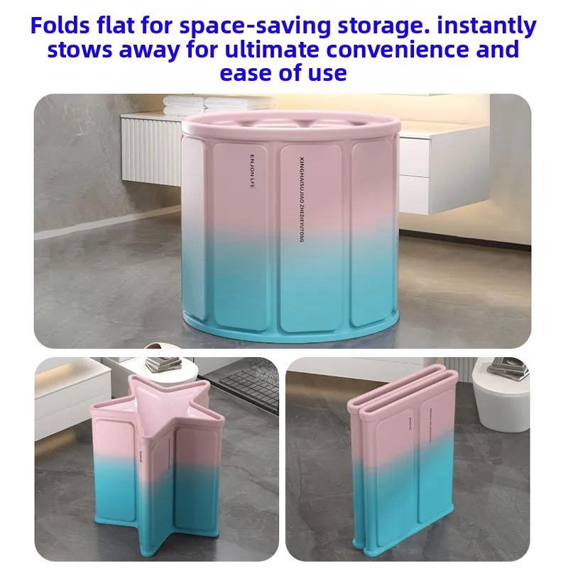 Foldable Insulated Bubble Bath Tub No Assembly Adult Large Padded Two Tone Blue Pink  Large Adult Child Baby Bathing Pool