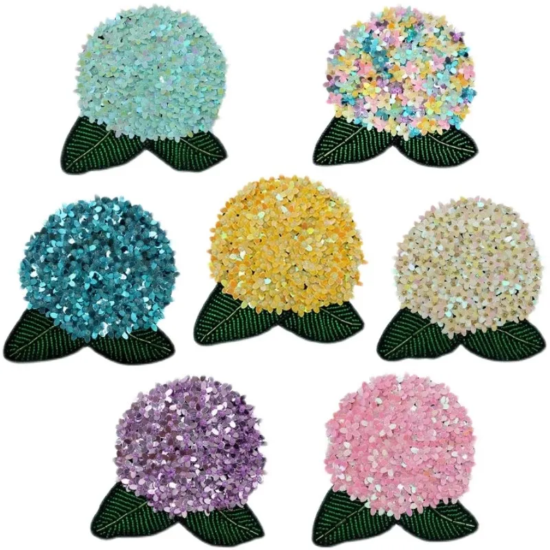 New plant flowers handmade beads hydrangea flower inlaid with diamond flower cloth paste DIYT shirt bag hat accessories