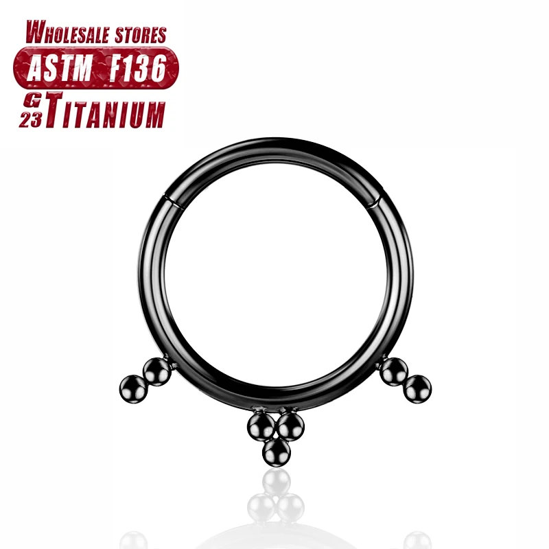F136 Titan Piercing Schwarzer Nasenring Implantatqualität Scharnier Seamles Ohrring Clicker Knorpel Septum Daith Tragus Schmuck Geschenk – Detail 16
