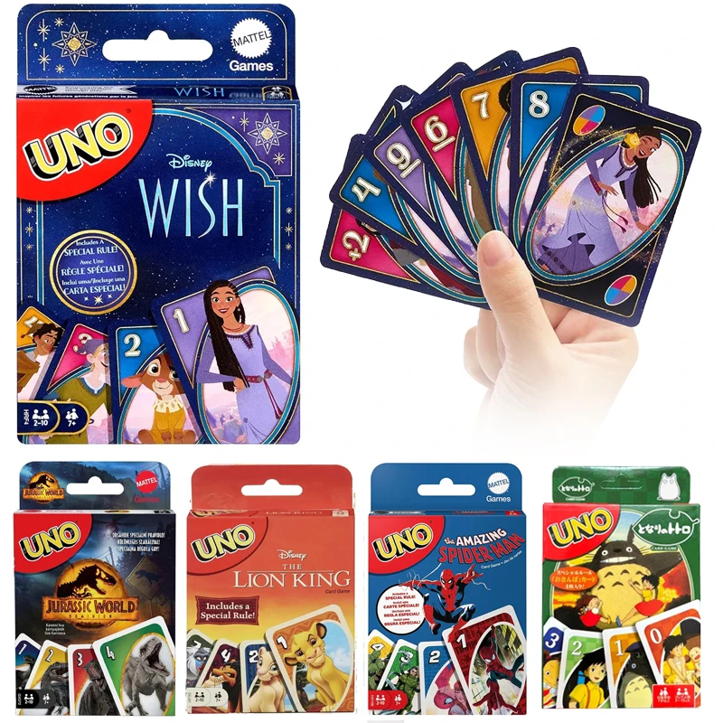 New Mattel UNO Disney Wish Games No mercy Game Card Games Family Funny Entertainment Board Game Poker Kids Toys Playing Cards