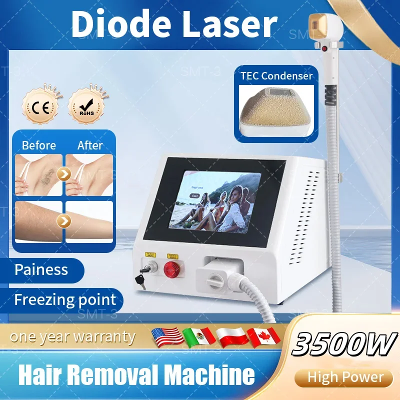 Diode Laser Hair Removal Machine 3wavelengths 755 808 1064 Safe Painless Permanent Beauty Lovers Whole Body Hair Removal Machine