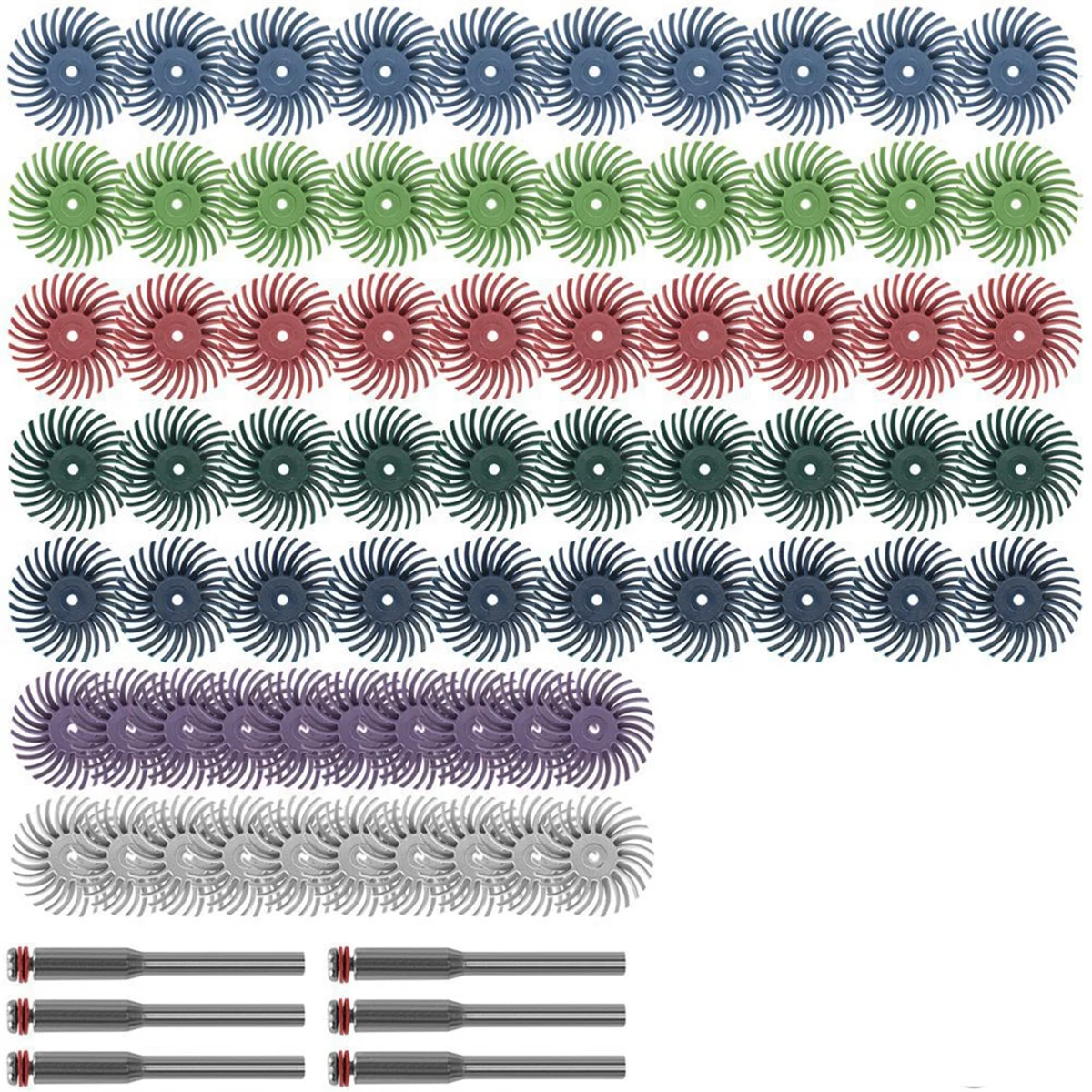 76Pcs Radial Bristle Disc Kit Abrasive Brush 1/8Inch 3/2.35mm Detail Polishing Wheel for Rotary Tool AccessoriesB84B