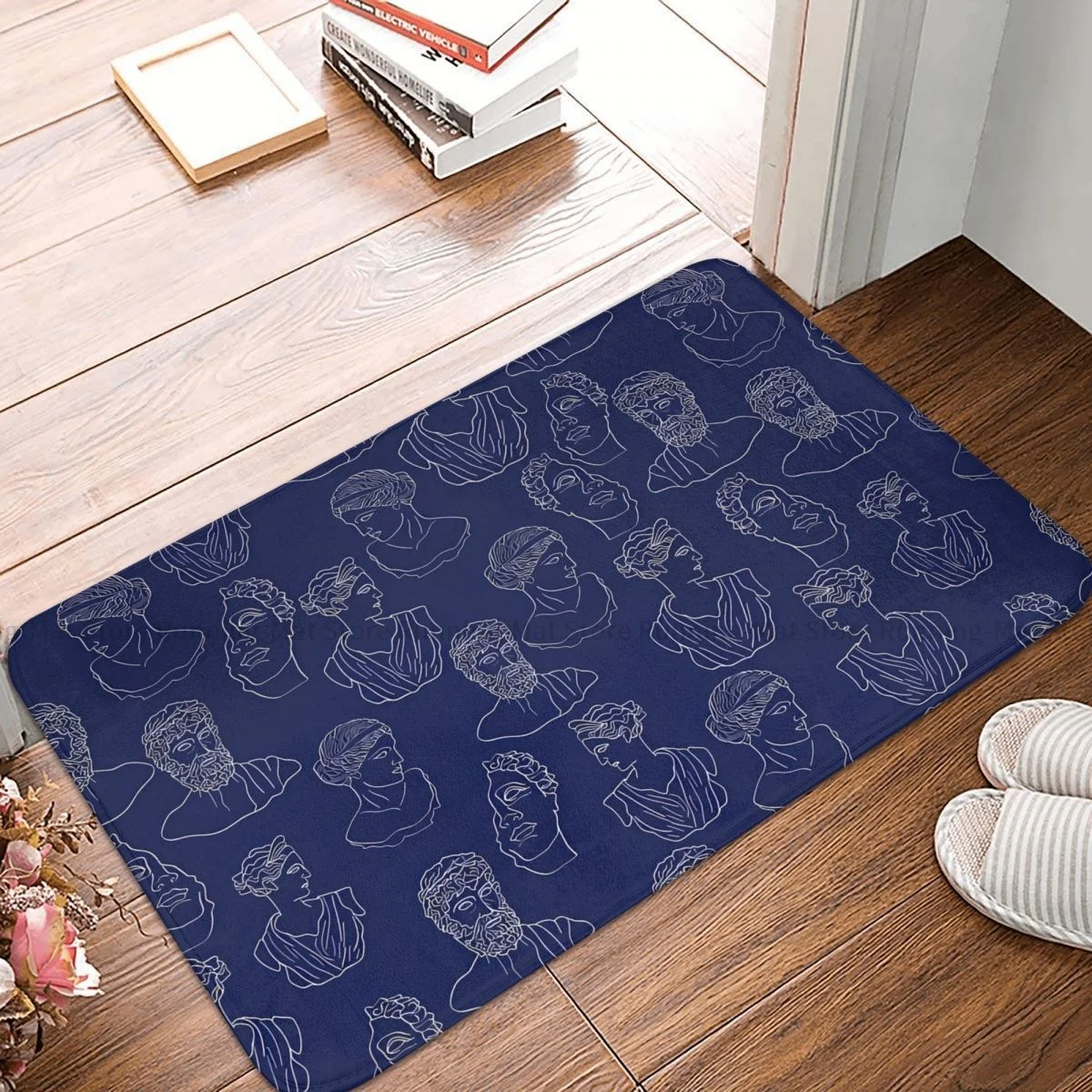 Ancient Greece Bath Non-Slip Carpet Plaster Sculpture Dark Blue Bedroom Mat Entrance Door Doormat Floor Decor Rug