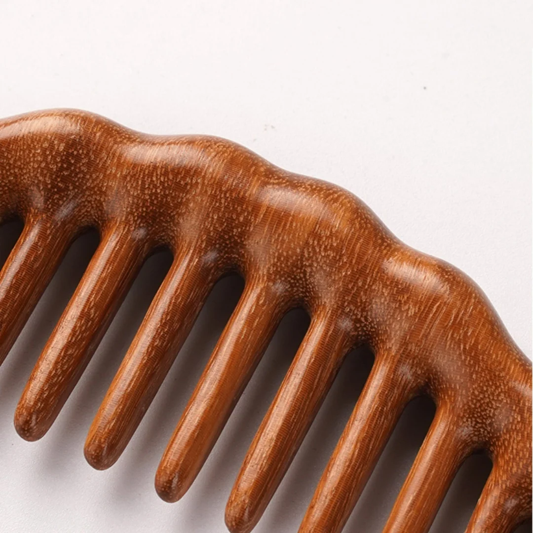 مشط تدليك ذو أسنان واسعة من خشب الصندل، محمول ومريح للاستخدام المنزلي، مشط خشبي مضاد للعرق، مشط خطوط الطول يفتح الرأس #5