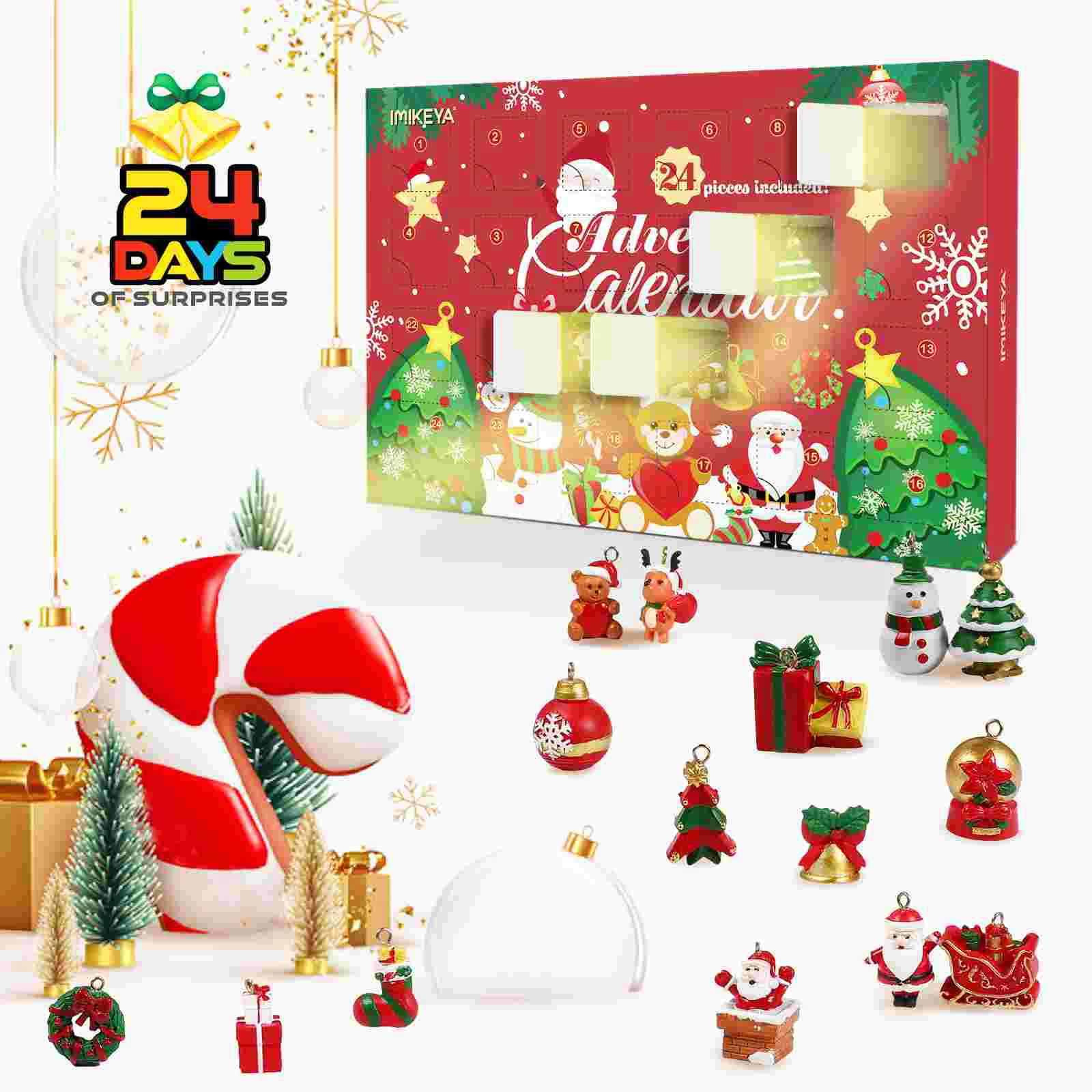 

24-piece Set of Christmas Ornaments Kids Advent Calendars Xmas Tree Hanging Countdown Toys