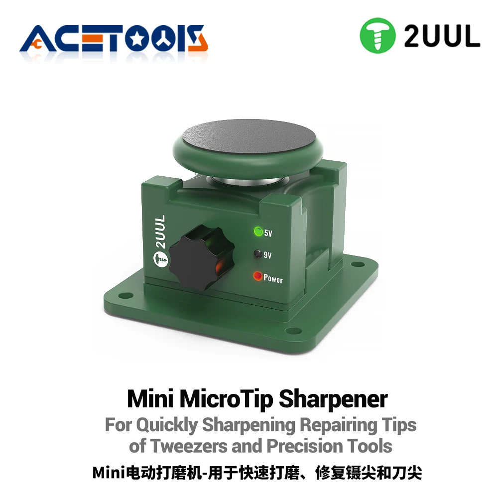 2UUL DA79 Mini Electric Sharpener Grinder for Precision Tweezers and Tips with 12 Multi Grit Sheets and Adjustable Speed Tool