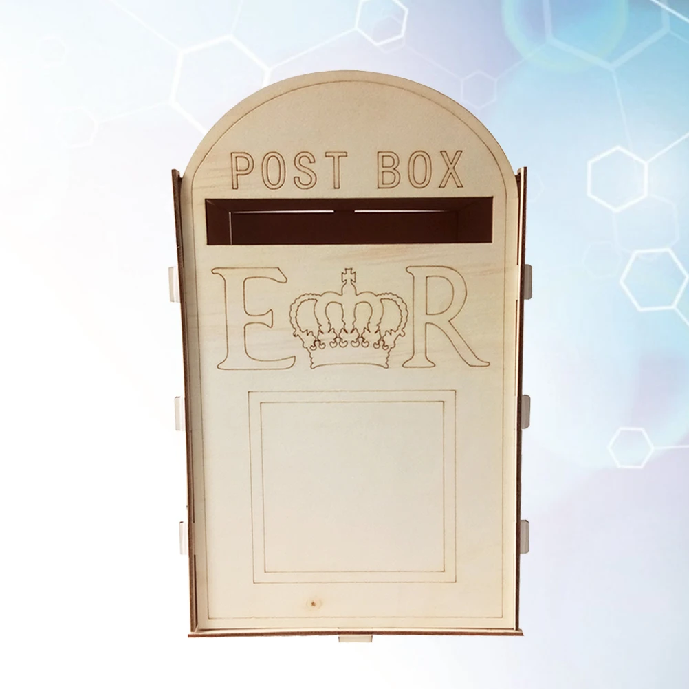 

Wedding Wooden Post Box Rustic Mailbox Gift Holder Craft Ornaments Wedding Party Supplies (With a Key)