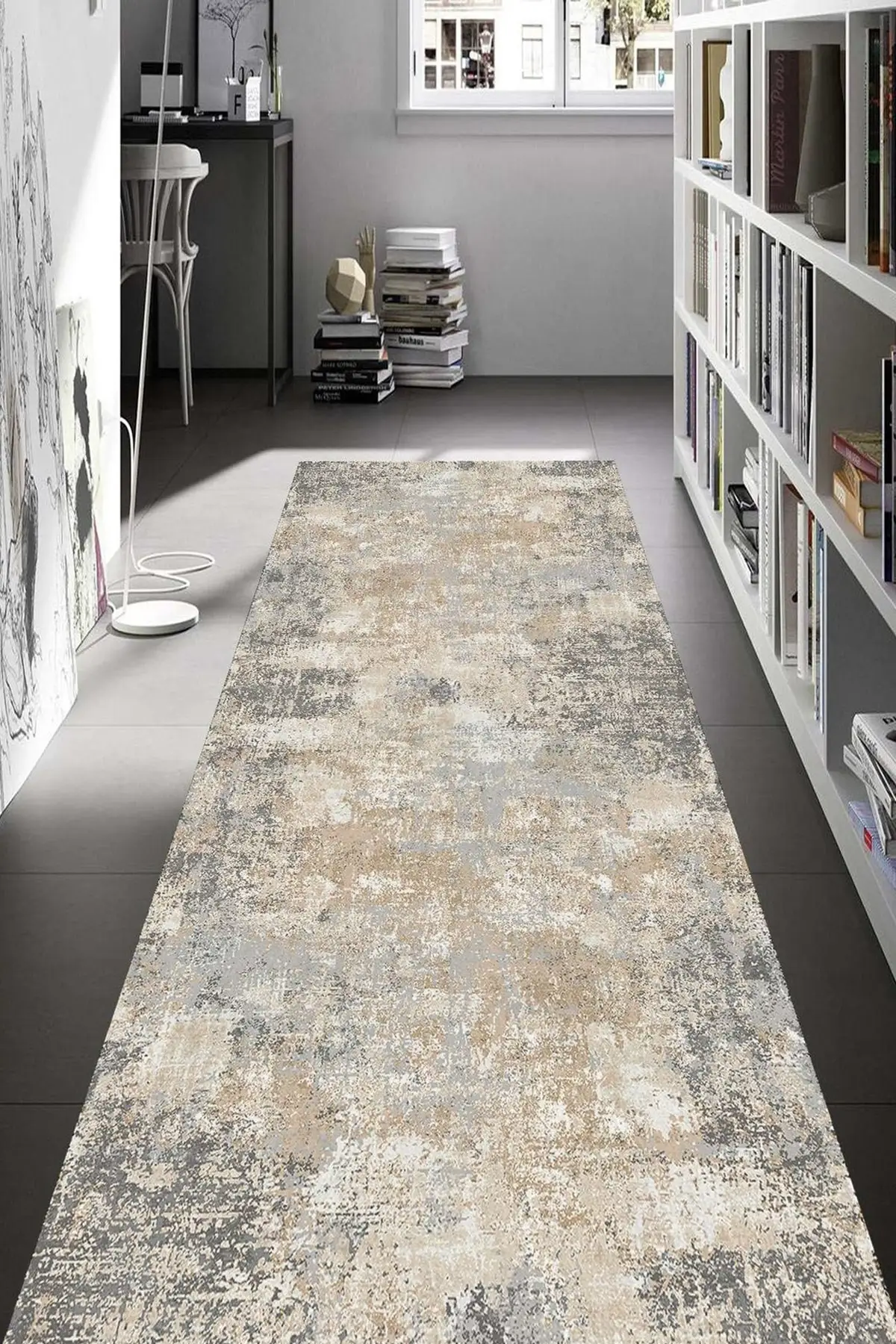 DOLBOVI gray-cream aging patterned carpet (machine washable non-slip Dot base)-Wlly644