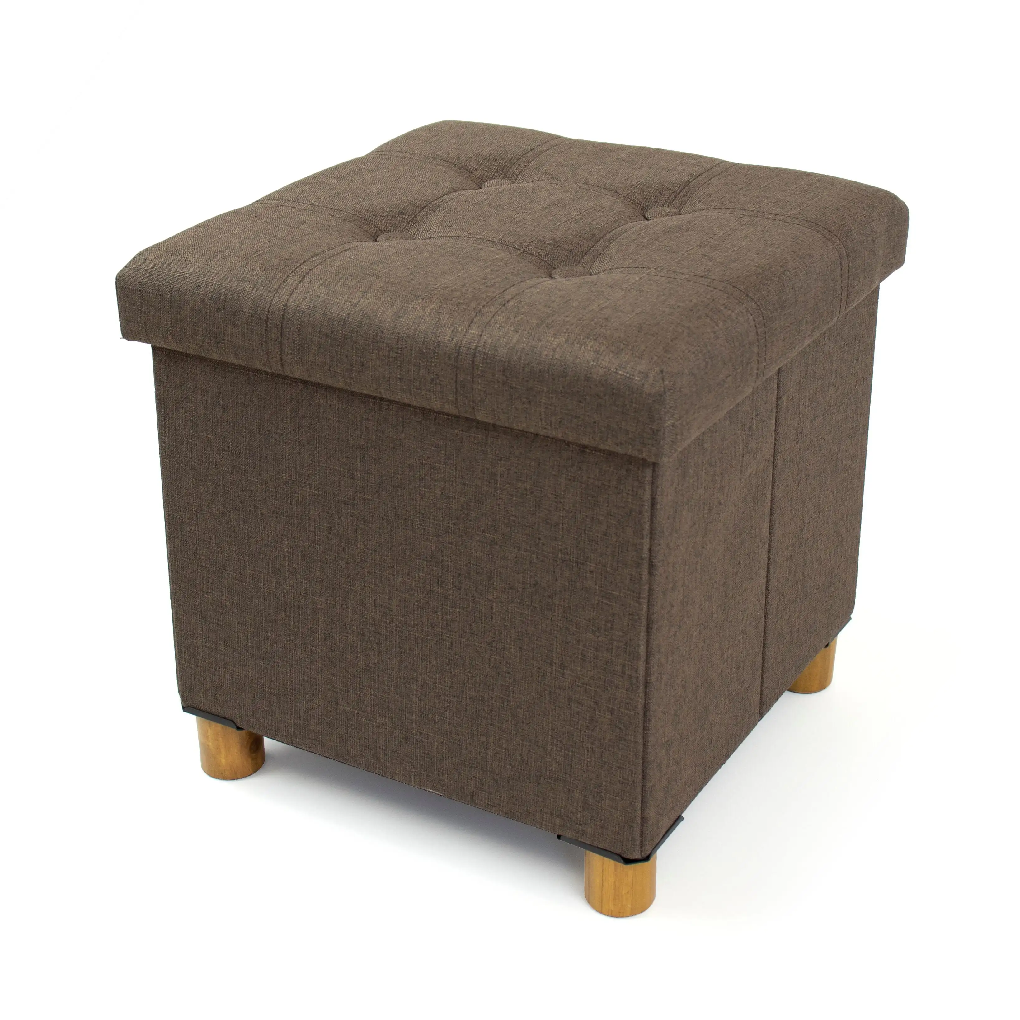 

Humble Crew Collapsible Cube Storage Ottoman Foot Stool with Tray, Brown