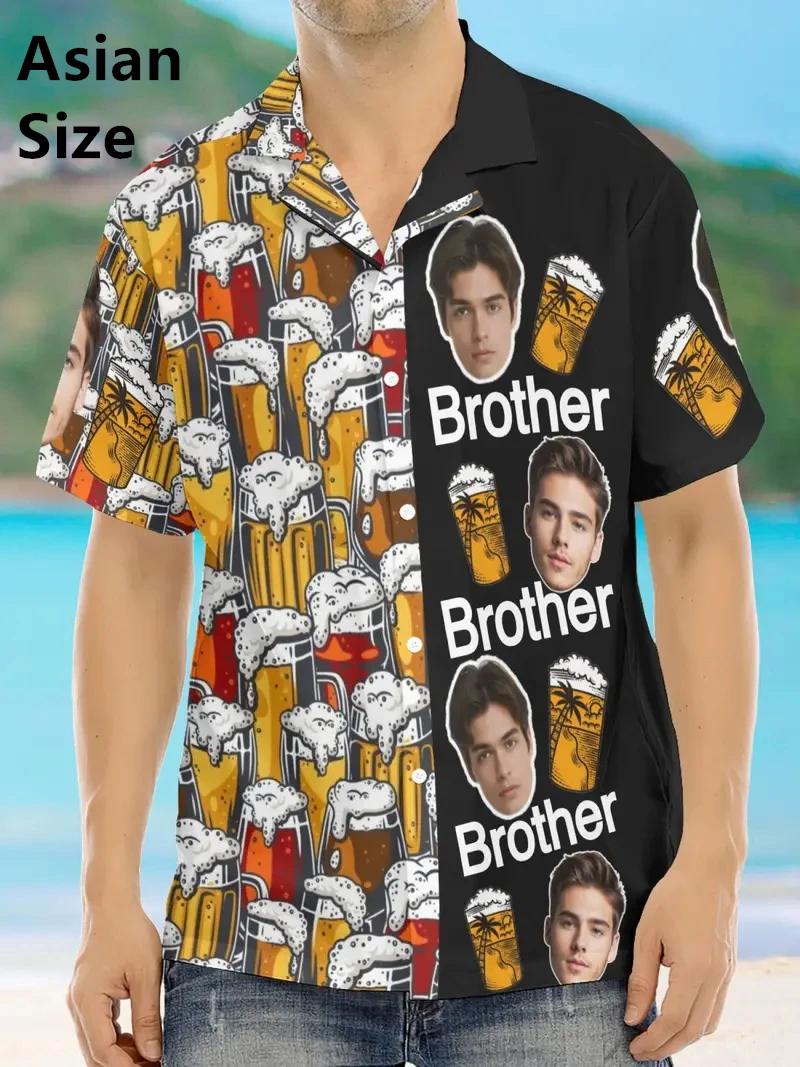 Hawaii Custom Face Photo Design Print Shirts For Man Funny Birthday Gift DIY Singer Cp Graphic Blouses Women Couple Top Camisa