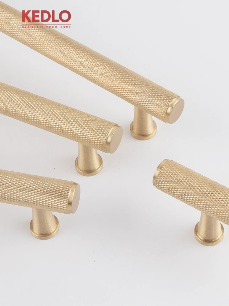 KEDLO Gerändelte Massivmessing-Griffe für europäische Luxus-Küchenschränke, 14 mm Durchmesser, Möbelgriff, Schubladenbeschlag, Knöpfe, T-Griff – Detail 6