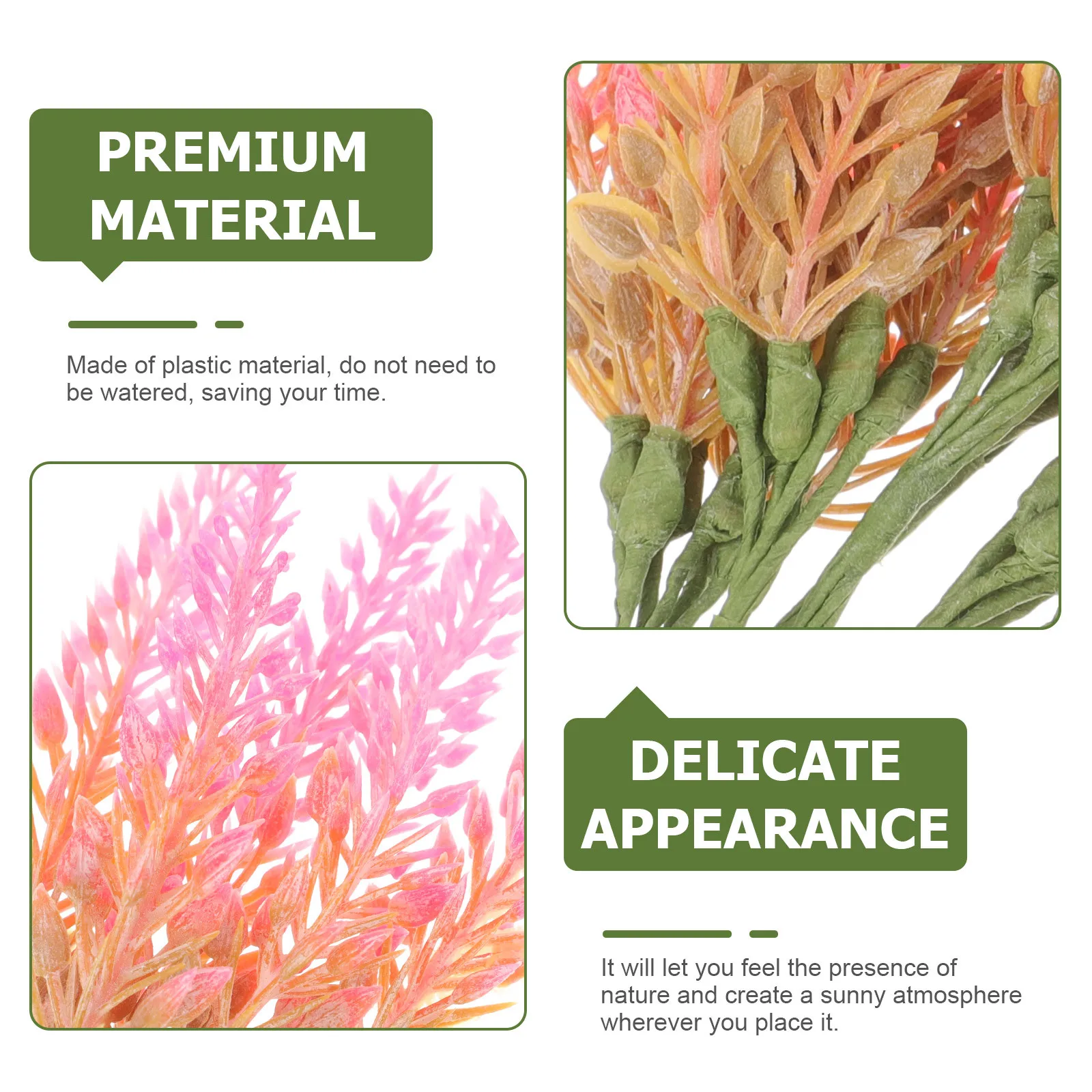 

6Pcs Artificial Fake Green Leaves Branch Plastic Plants Decor Simulation Leaves Branch for Office Garden Party Decoration