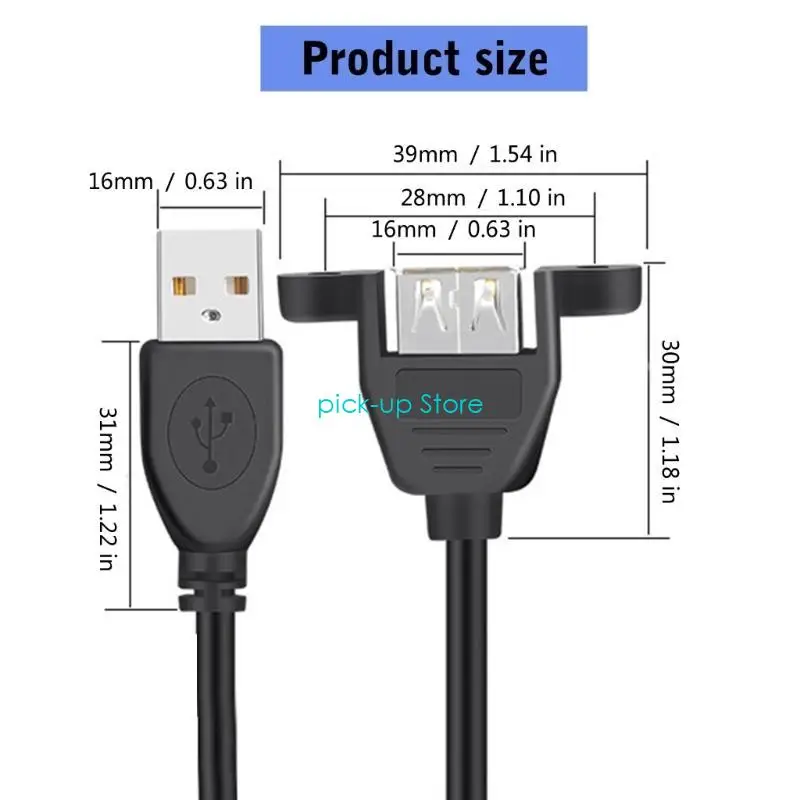 Q5WA USB 2,0 мужского и женского удлинительного кабеля с винтами с монтированием панели быстро переносится