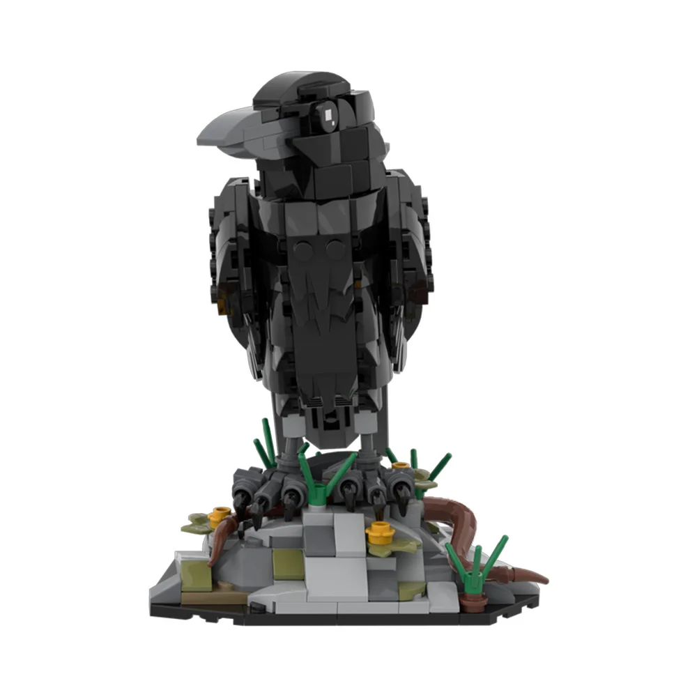 MOC 動物カラスビルディングブロックモデルブラックナイトカラスレンガデスクトップ装飾装飾品組み立ておもちゃ子供のためのギフト