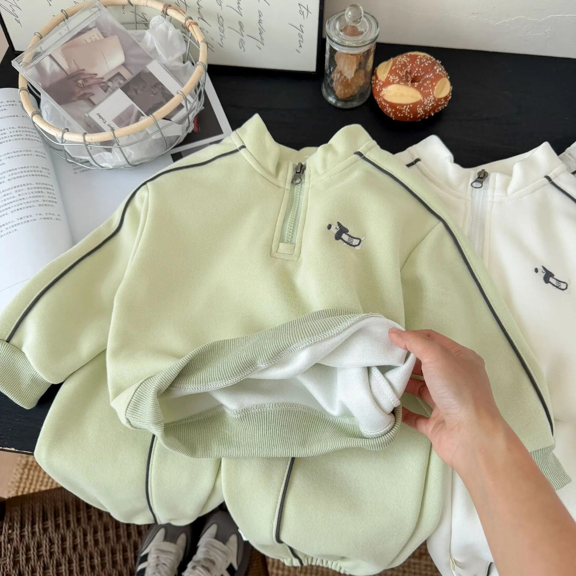1-14 Jahre Kinderkleidungssets, neue Herbstkollektion, Jungen- und Mädchen-Langarm-Sweatshirts mit halbem Reißverschluss + Hosen, 2-teiliges Kinder-Trainingsanzug-Outfit – Detail 8