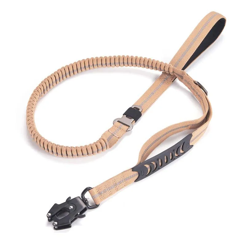 Heavy Duty Tactical Bungee Dog Leash No Pull Dog Leash Reflective Shock Absorbing Pet Leashes with Car Seatbelt for Large Dogs