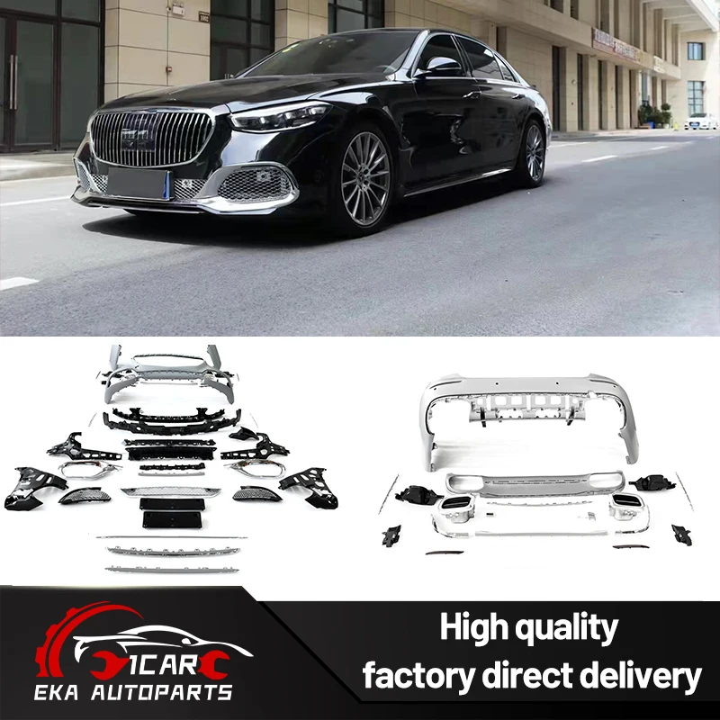 

For Benz S-Class W223 Upgrade to Maybach S680 Body Kit 2022 S450S320S500 Upgrade Maybach Body Kit Bumper Exhaust PipesGrille