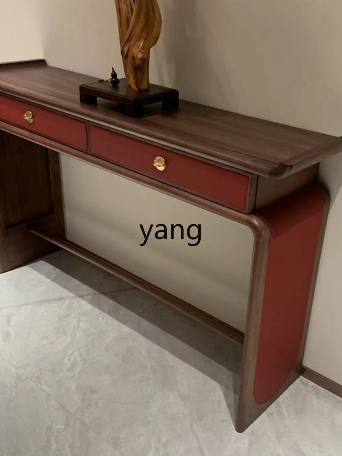 Yjq new Chinese-style solid wood entrance table, strip case, living room entrance door against the wall, ebony entrance cabinet