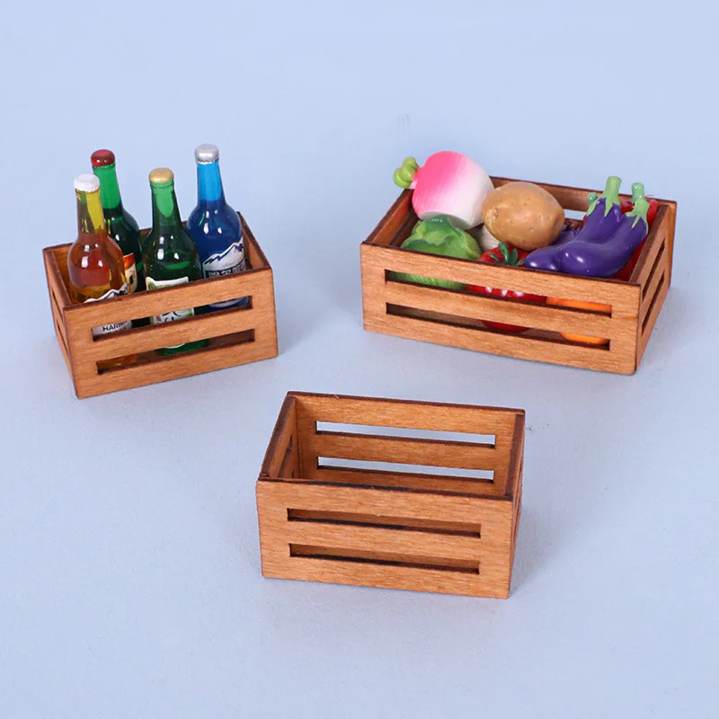 

1 шт. миниатюрные корзинки для хранения для кукольного домика, деревянные миниатюрные органайзеры для сцен изображения склада, для коллекционеров и любителей хобби
