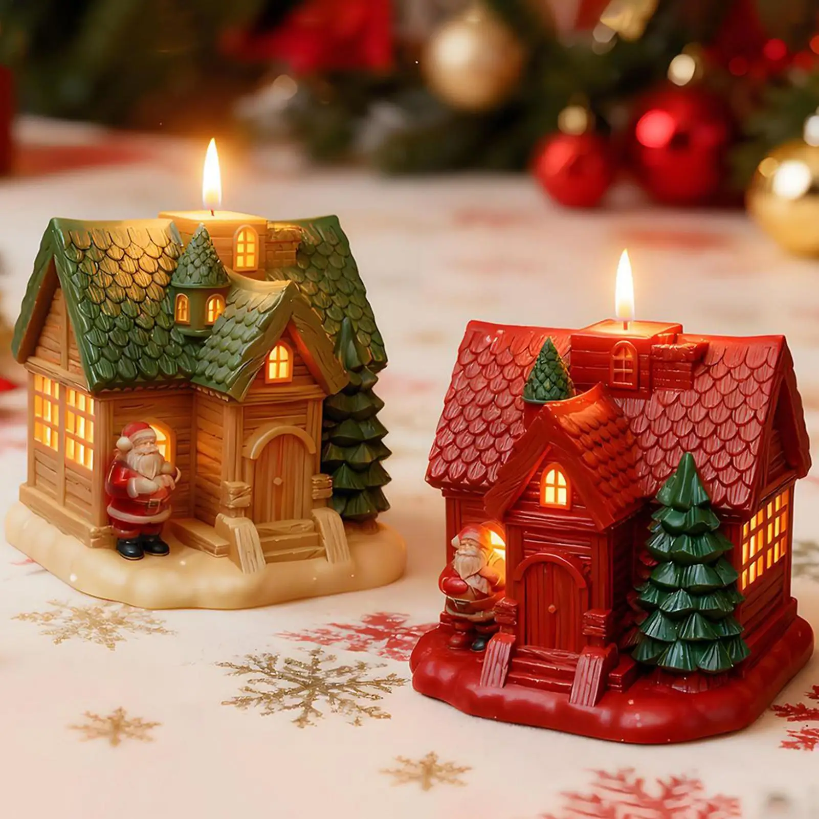 Christmas Snow House Candle Silicone Mold DIY Miniature Christmas Tree Candle Plaster Ornament Candle Molds Making Supplies