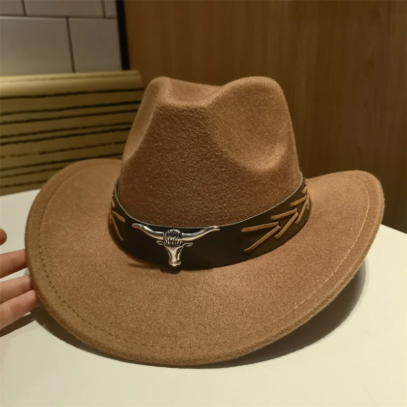 Cowboy Hat Fedoras Hat Western Cowboy Panama Jazz Caps Woman Man Hat Felted Wide Brim Casual Outdoor Dress Sombrero Vaquero New