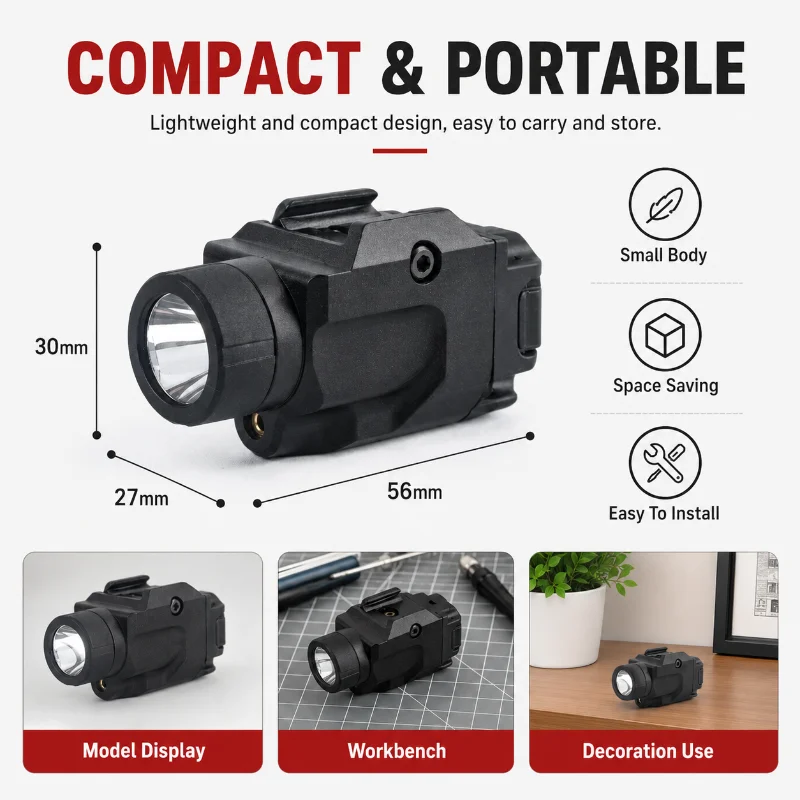 USB Rechargeable Under Mount Light Accessory 800LM Lighting Red Indicator for Hobby Model Enthusiasts