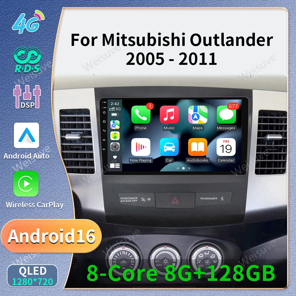 Car Radio Multimedia for Mitsubishi Outlander 2 CW0W 2005-2013 Citroen C-Crosser 1 2007-2013 Peugeot4007 2007-2012 Vehicle Audio