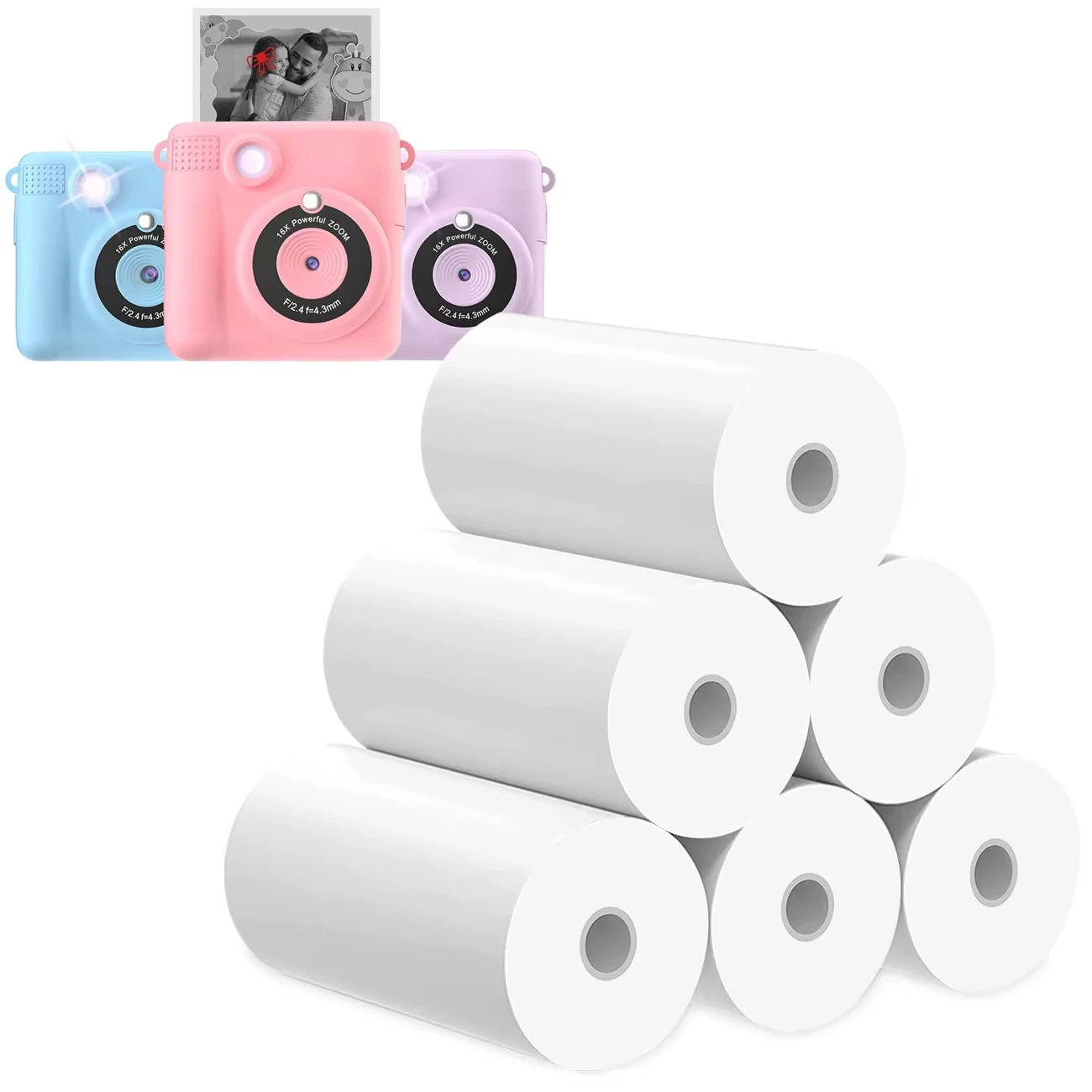 

5-40Rolls 57x25MM Thermal Paper White Children Camera Instant Print Kids Camera Printing Paper Replacement Accessories Parts