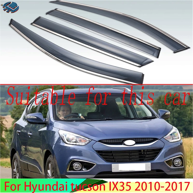 

Для Hyundai tucson IX35 2010-2017 пластиковый Наружный козырек вентиляционные оттенки Защита от солнца дождя оконный дефлектор 4 шт. 2011 2012 2013 2014