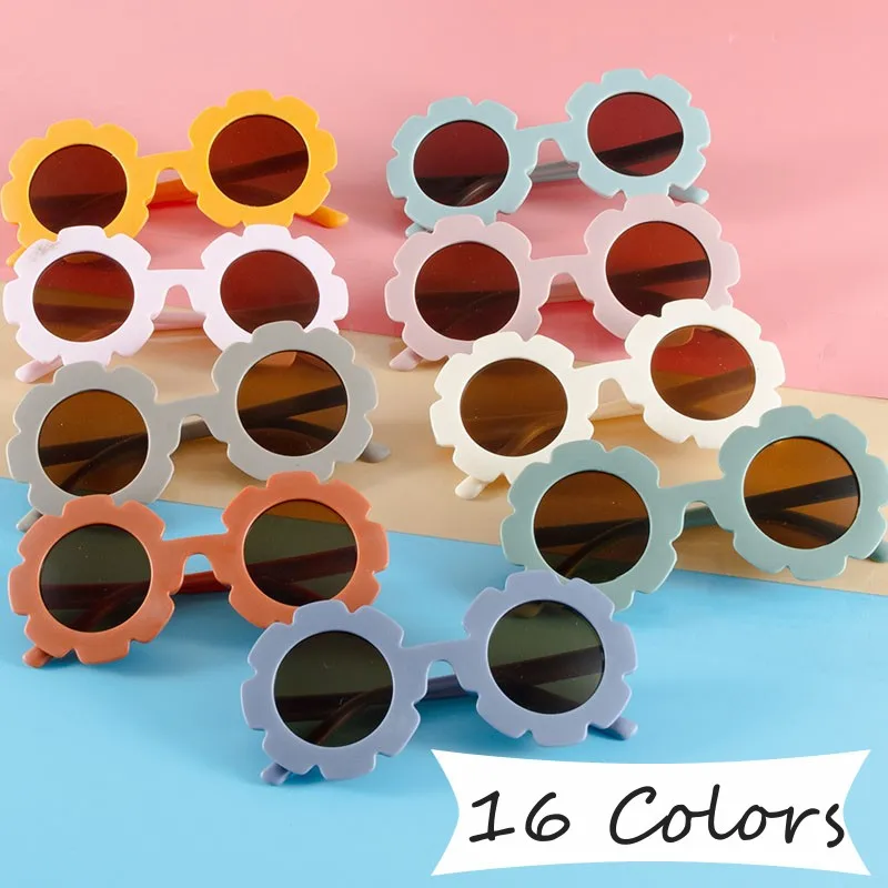 

Children Style New Sun Flower Sunglasses Round Frame Design Flora Sun Glasses for Boys Girls Trendy Cute Kids UV400 Eyewear