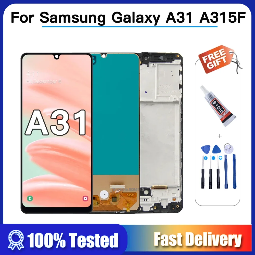 

6.4" For Samsung Galaxy A31 LCD Display Touch Screen Digitizer Assembly Replacement For Samsung A31 A315 A315F LCD with frame