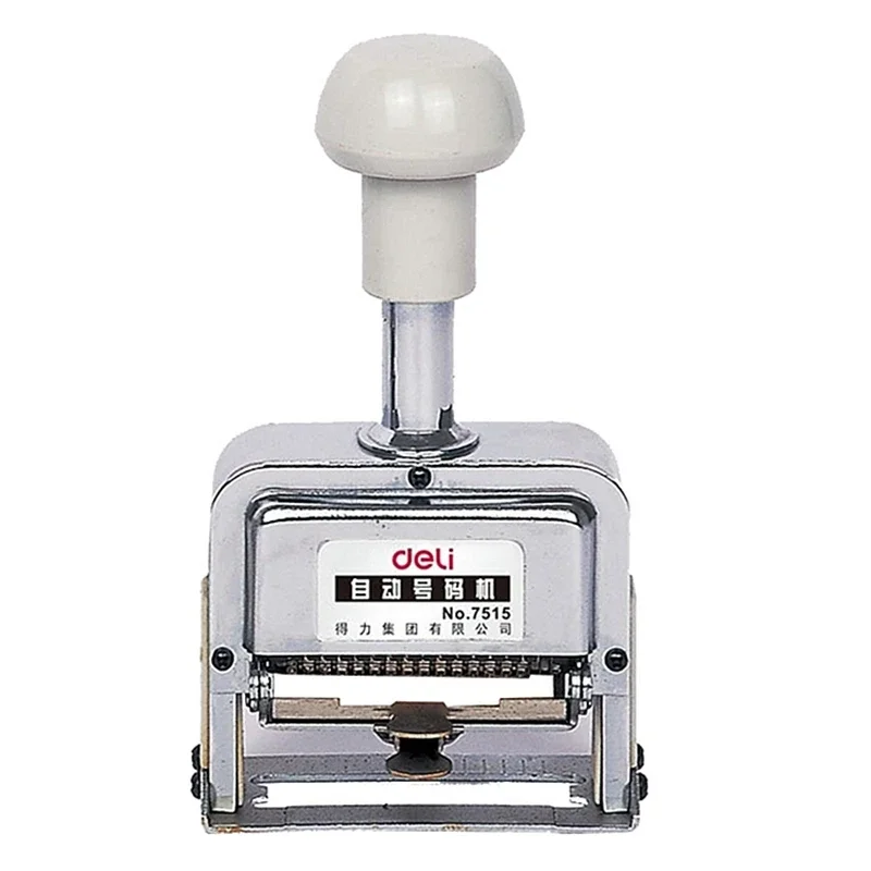 Deli 7506-7515 Heavy Duty Automatic Numbering Machine, 3-15 Bits/ Wheel Date Page Business Stamp For Financial Office Bank