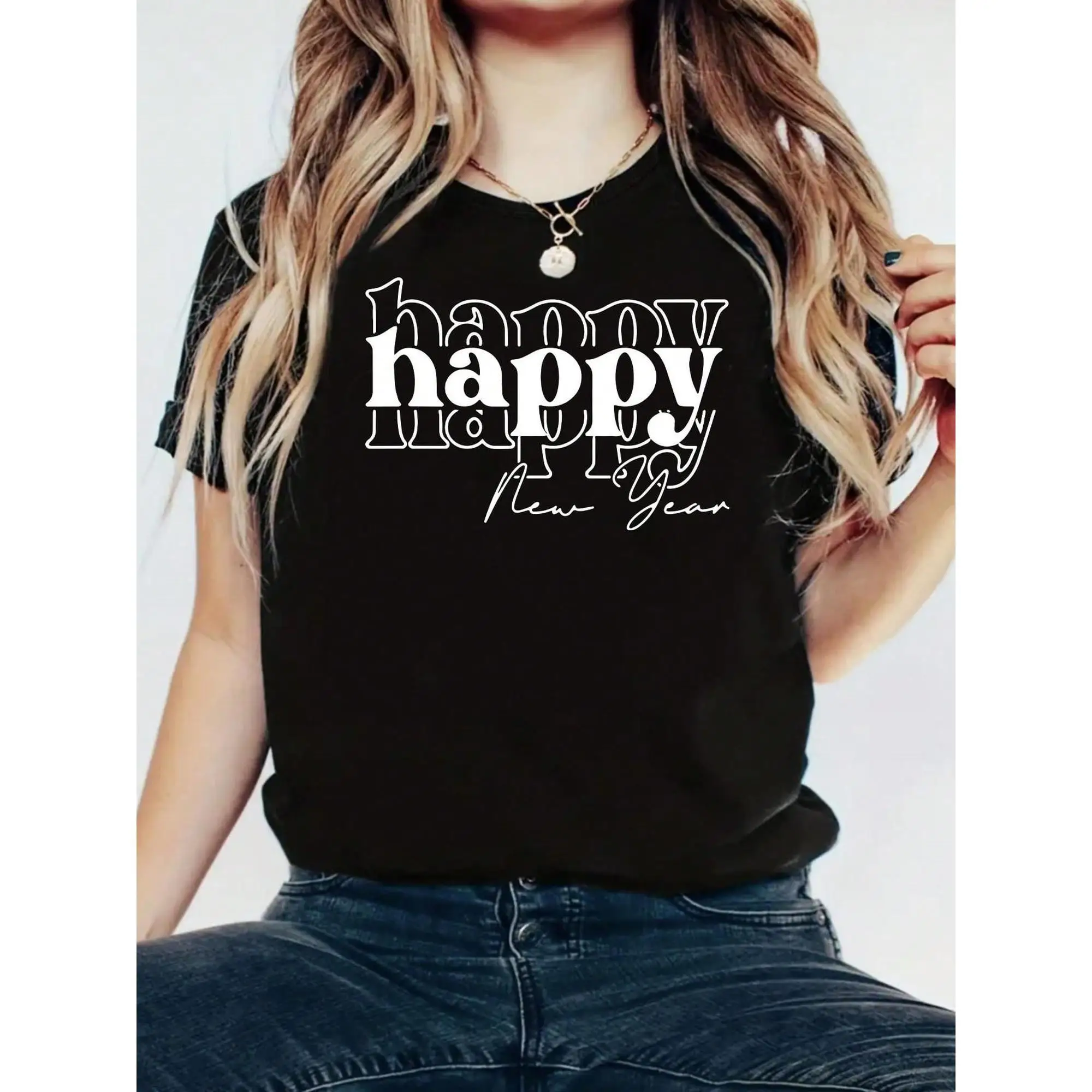 

Women'S Chic Printed T-Shirt Comfortable Fashion Casual Short-Sleeved Round Neck Everyday Wear Top