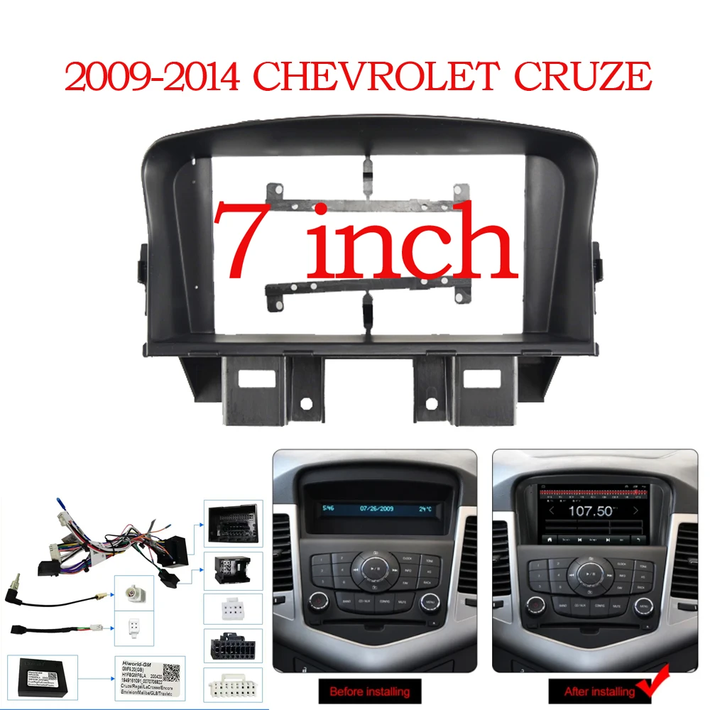 

7-дюймовая лицевая панель подходит для Chevrolet Cruze 2008 2009 2010 2011 2012-2019, рама из АБС-пластика, комплект отделки кабеля, рамка, рамка Canbus
