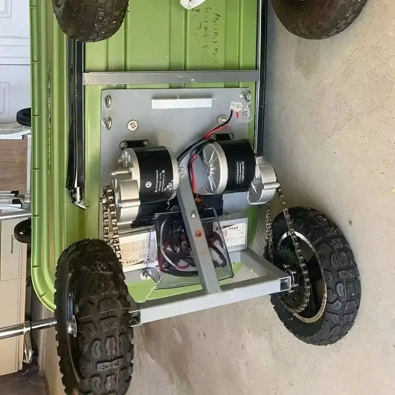 500W Dual Drive Cart Conversion Kit Easy Carry 200Kg 8 Inch Wheel Set Electrical Pull Barrow Trolley Capacity