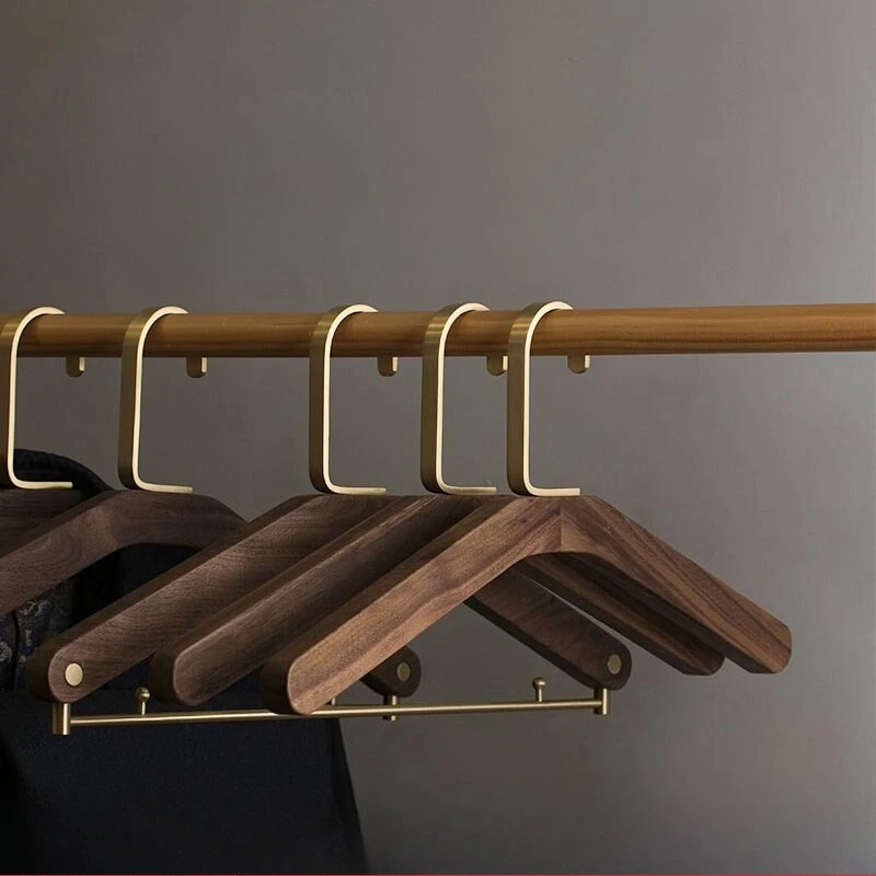 walnut hanger home clothing store non-slip and non-marking high-value pants rack brass retro multi-functional clothing support