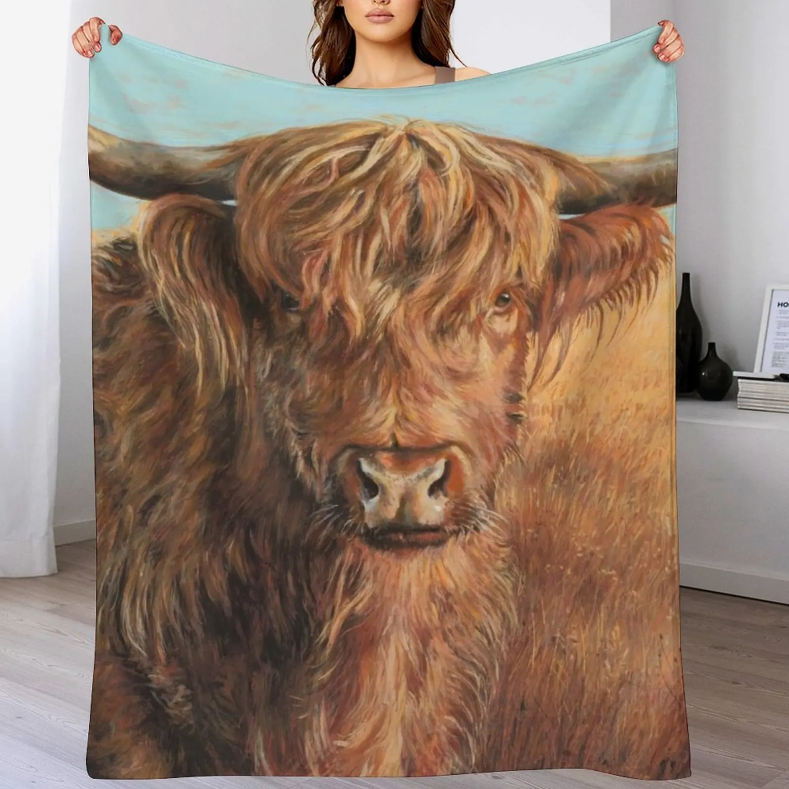 Highland Cow Throw Blanket Soft Comfort Blanket for Reading Watching TV
