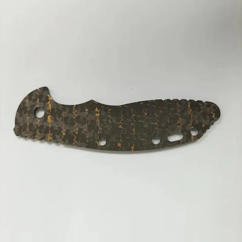 CNC Custom Golden Thread Carbon Fibre Material Knife Handle Patches Scales For Genuine Rick Hinderer XM18 XM-18 3.5” Knives - Image 2