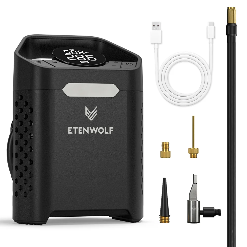 ETENWOLF ZEPHYR V3 Draagbare auto-compressor 160 PSI 100% Duty Cycle Autobandenpomp 7800 mAh Voor auto's Motoren Fietsen Ballen