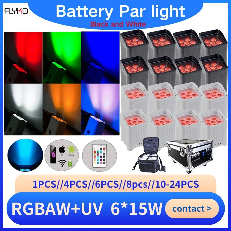Original Factory LED Uplights 6*18w RGBWAUV 6IN1 Battery Wireless Par Light Wireless LED Uplights stage light