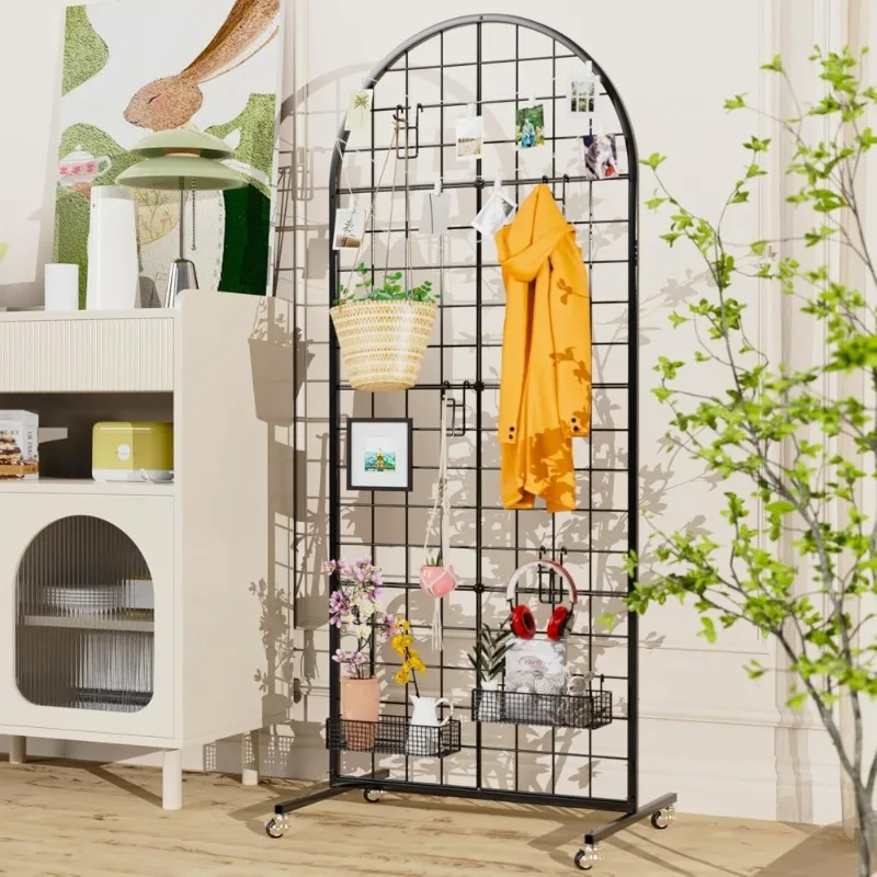 

Стеллаж-сетка для демонстрации товаров, 2 шт., 2x5.2 фута, черный, передвижной, напольный, на колесиках, для художественных работ, поделок, фотографий