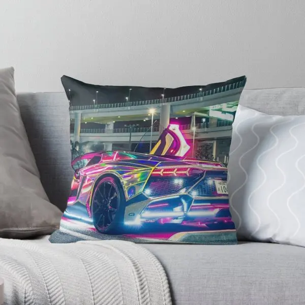 Neon Light New Cars  Printing Throw Pillow Cover Car Soft Anime Decorative Waist Fashion Cushion Pillows not include One Side