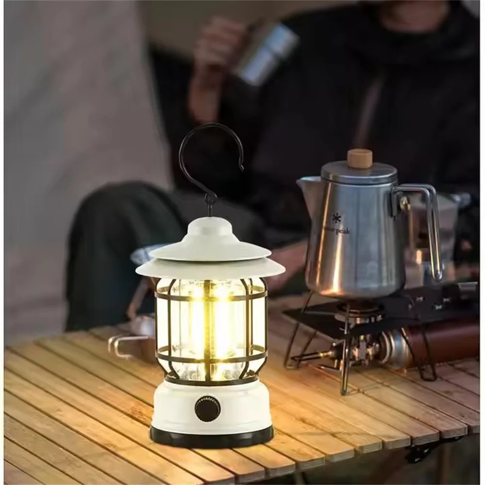 Tent light with infinite dimming, retro camping light, rechargeable flashlight, available in multiple colors