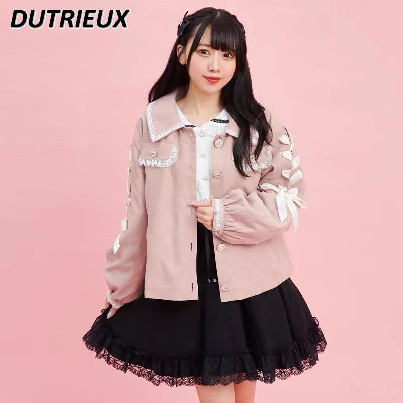 SC jaket kerah cewek imut lengan panjang, mantel anak perempuan imut manis, jaket bantalan katun tipis, lengan panjang, mantel pendek serbaguna, musim gugur dan musim dingin